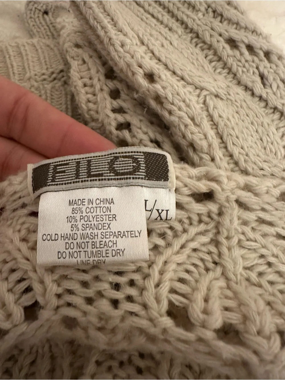 FILO Cream Openwork Button-Front Women's Cardigan Sweater